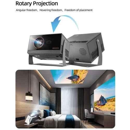 AUN Android 12 Q9 Max 1080p Native Resolution Projector for Home 4K Support, 9000 Lumen (750 ANSI) Auto (Focus + Keystone) HDMI ARC, 1GB RAM 8GB 5G WiFi, BT 5.2, 5W Speaker 200" Max - view 1