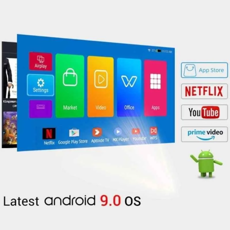 OneXsale HY300 Smart Portable Android 9 Mini Home Projector with 4K/1080P, Wi-Fi 5G/BT 5.0 & 180 Degree Rotation - view 2