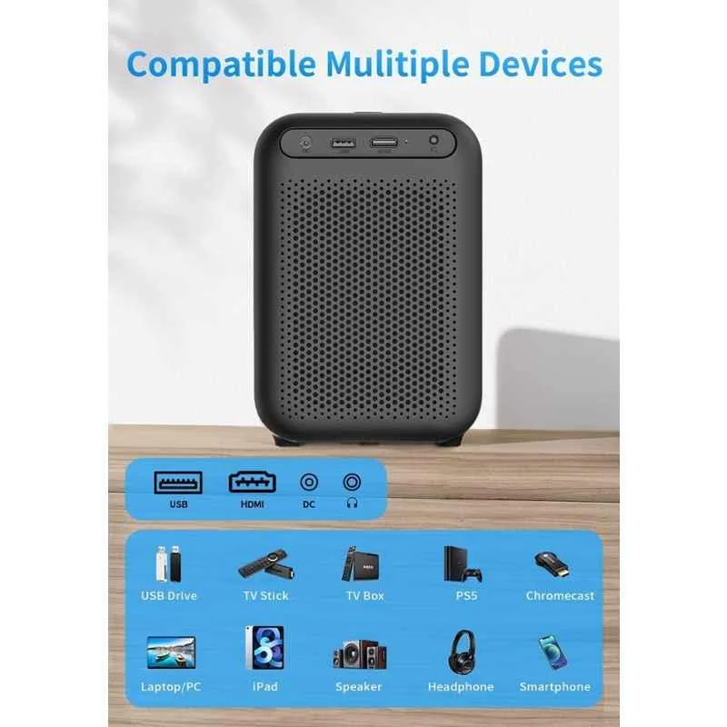 IBS T-300 3500lm Black Mini LED Portable Projector Device with Short-Focus Optical Len TFT LCD - view 1