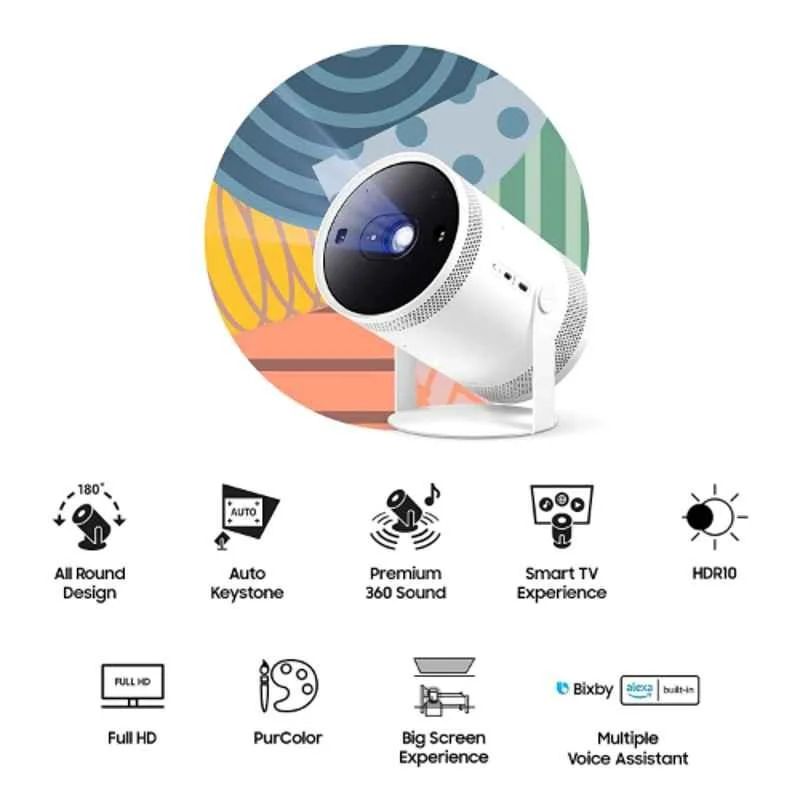 Samsung The Freestyle 50W 100 inch White Portable LED Projector with In Built OTT Apps, SP-LFF3CLAXXXL - view 8