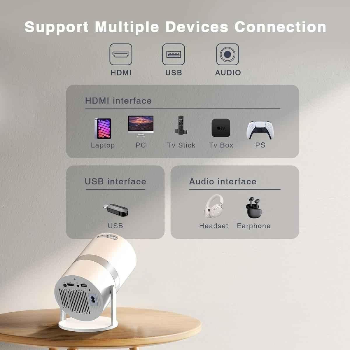 OneXsale HY300 Android 11 220 ANSI 4K Support Auto Horizontal Keystone Projector with 180 Rotatable - view 1