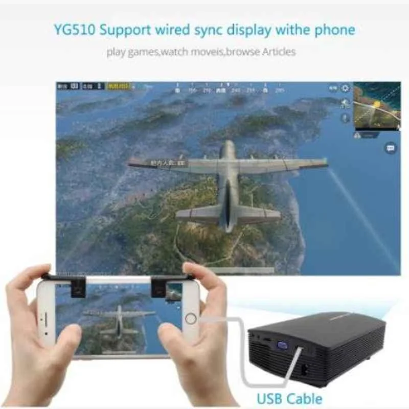 IBS YG-500 1080P 1200lm Black LED Portable Projector with HD, VGA, AV, USB & Remote Controller - view 1
