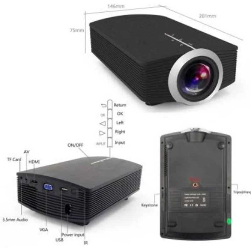 IBS YG-500 1080P 1200lm Black LED Portable Projector with HD, VGA, AV, USB & Remote Controller - view 3