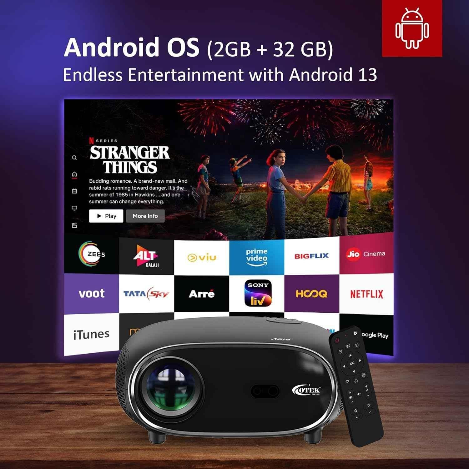 OTEK Play 150W 1920x1080p 7500lm FHD Smart Home Projector with 4K Support & 5W Speaker - view 1