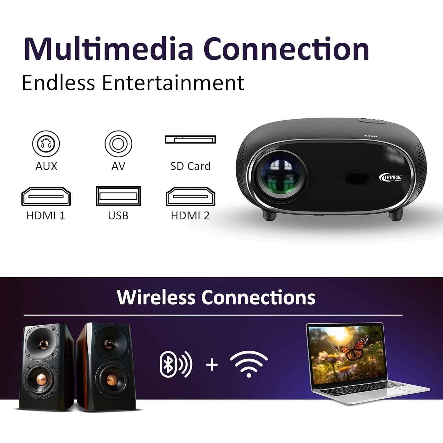 OTEK Play 150W 1920x1080p 7500lm FHD Smart Home Projector with 4K Support & 5W Speaker - view 2
