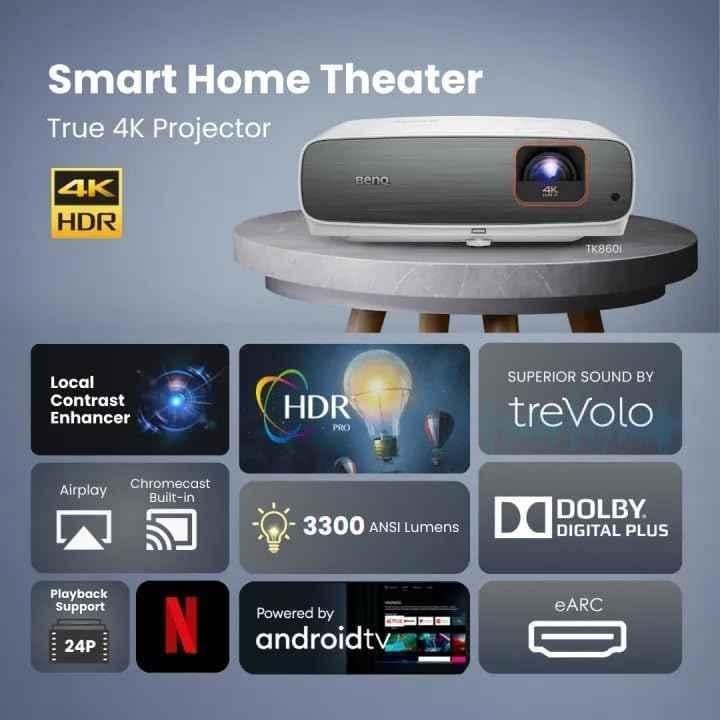 BenQ TK860i 3300 ANSI Lumens Smart Home Theater Projector, 2160p, Android TV with Netflix, Vertical Lens Shift, 2D Keystone, 10W Stereo Speaker - view 2