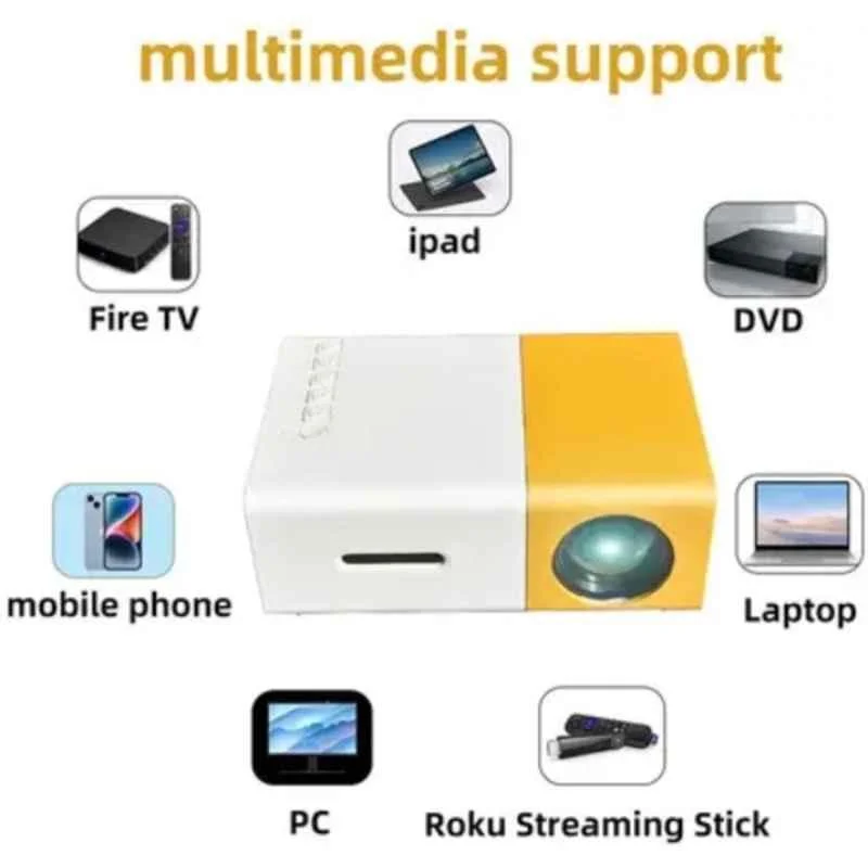 OneXsale 1929x1080p 600lm Yellow Mini HD Movies Portable Projector with 1 Speaker For Home & Business - view 1