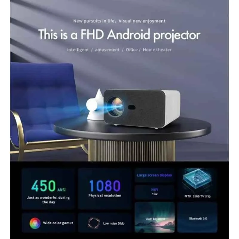 Tonzo Cineplex 10 8000lm Android 9.0 FHD LED Projector 1080p Native 4K Support|Wifi & Bluetooth|Voice Control Remote|300" Wide Screen|1 Year Warranty - view 1