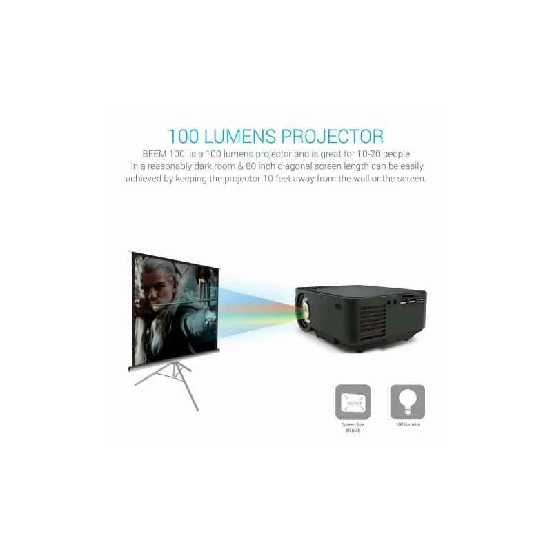 Portronics Beam 100 Lumens Black Portable Highly Powerful LED Projector, POR 624 - view 1