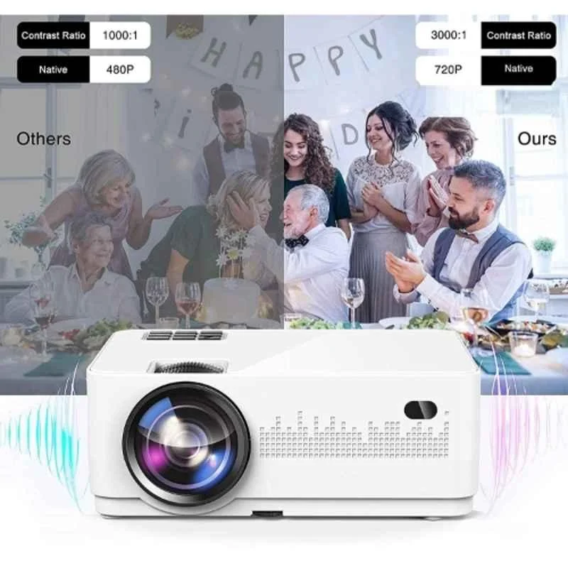 Punnkk PNK-Q3 3000lm 1280x720p White Portable Projector with LED Display, PNKQ3485 - view 5
