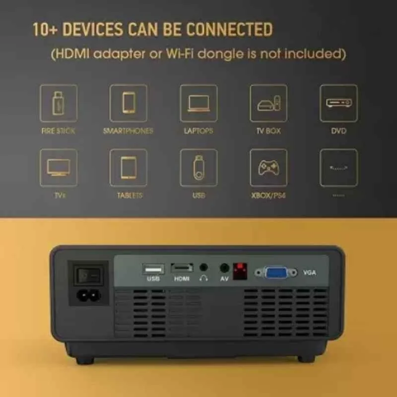 Punnkk 1500lm 800x480p Black Portable Mini Projector with LED Display, PNK-P6 - view 2