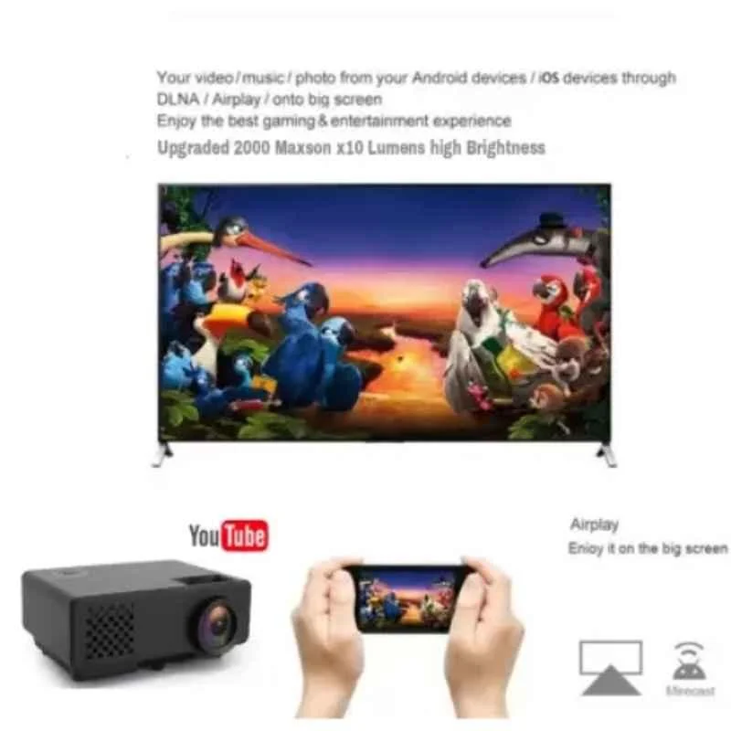 Punnkk 1500lm 800x480p Black Portable Mini Projector with LED Display, PNK-P6 - view 3