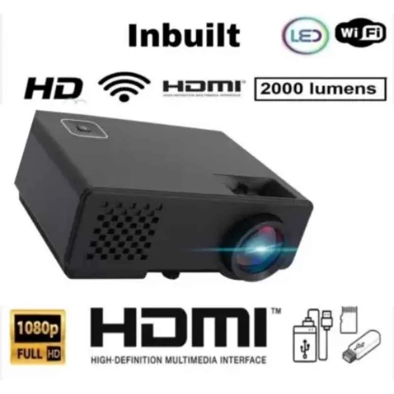 Punnkk 1500lm 800x480p Black Portable Mini Projector with LED Display, PNK-P6 - view 4