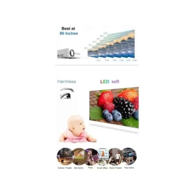 Punnkk PNK-Q3 3000lm 1280x720p Black Portable Projector with LED Display, PNKQ3485 - view 1