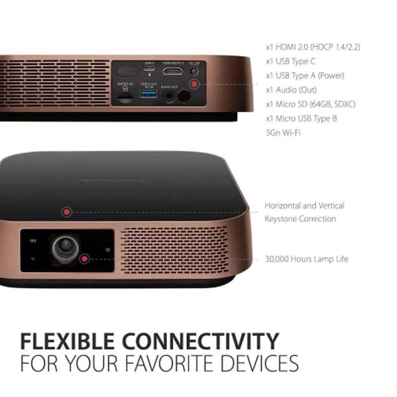 ViewSonic M2 Full HD 1080p Smart Portable LED Projector with Harman Kardon Speakers - view 2