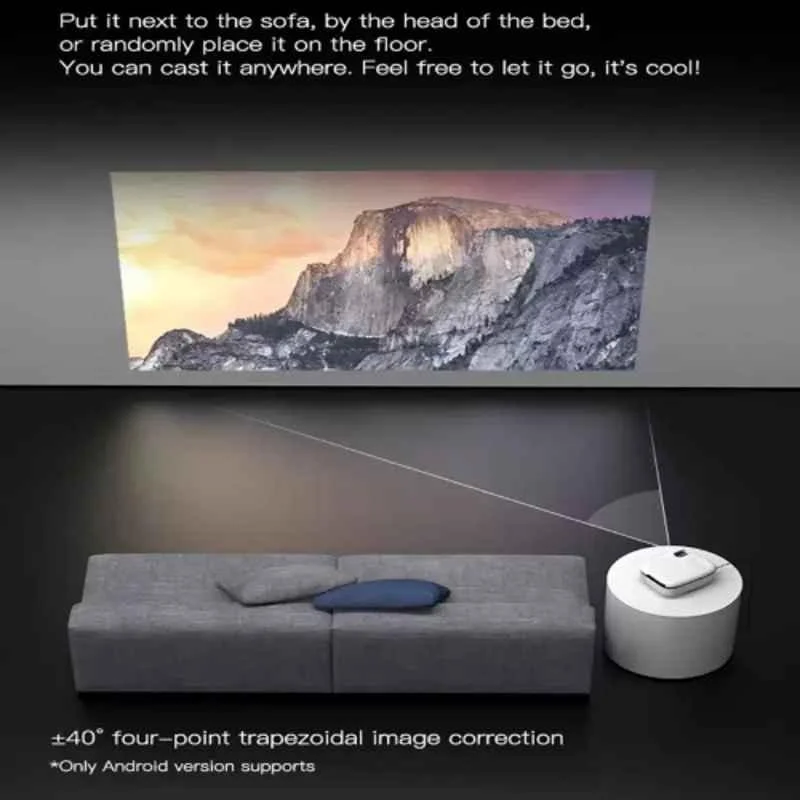 Hardon 1920x1080p 3D FHD MP7 WiFi Black & White Portable Projector with Phone Mirroring, HMP7-001FK - view 3
