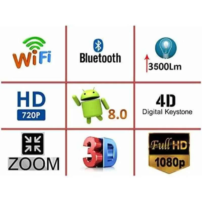 Hardon MP1 Pro 1920x1080p 6000 lm 3D FHD LED Smart White Portable Projector, HMP1-001FK - view 3