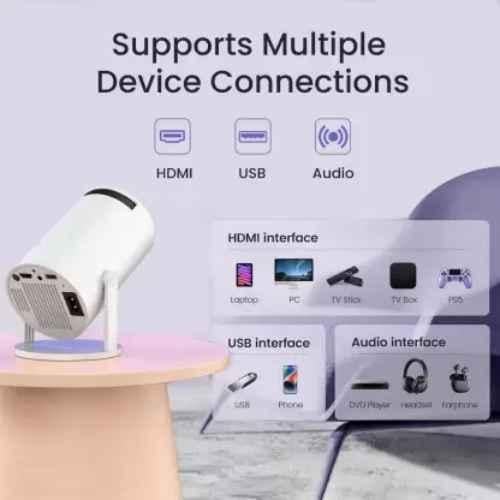 Profitech Communication HY300 Pro 1600lm White Portable LCD Corded Mobiles Smart Projector with 180 deg Rotation - view 1