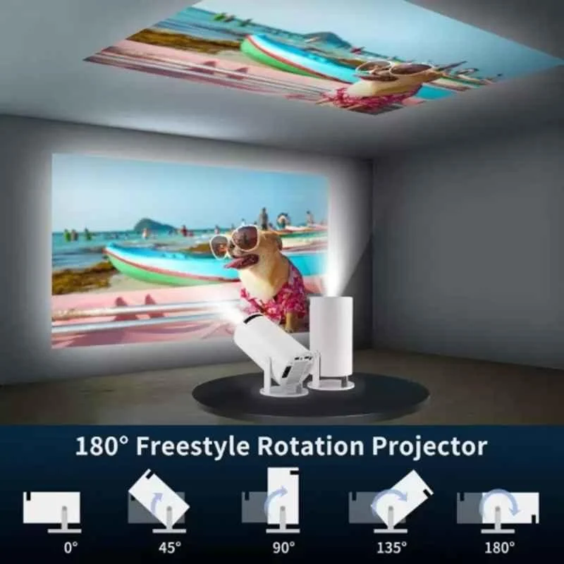 Punnkk HY300 4500lm 1080x720p 1GB/8GB LED Android White Portable Projector with Remote Controller, PNKHY300-11 - view 2