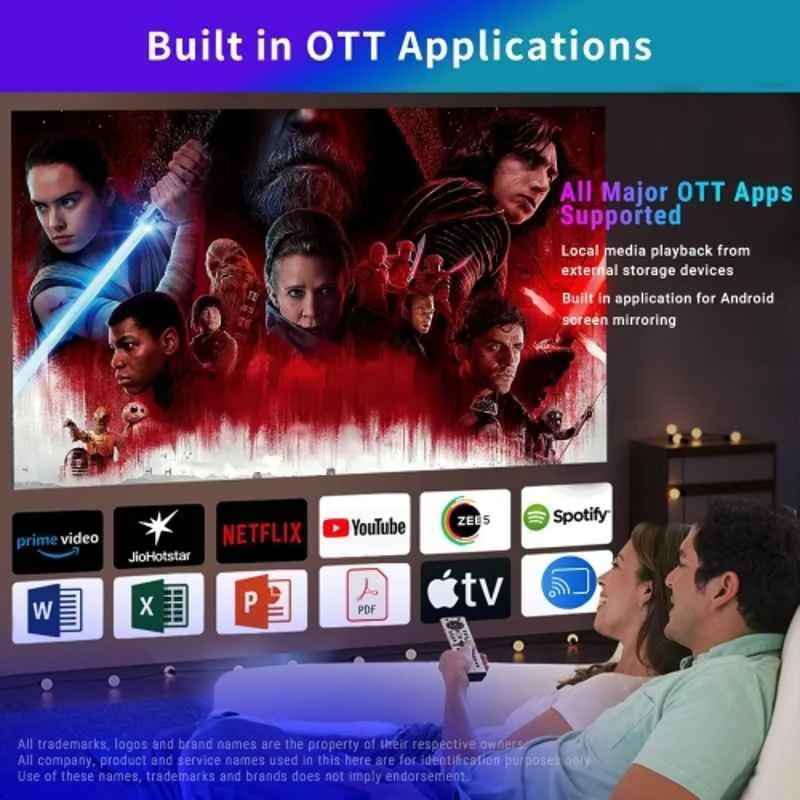 Ant Esports View 690 AF 200 inch 8000lm 1080p Home Projector with 4K Decoding, Android 13, Wi-Fi, Auto Focus, OTT APPs Portable Home Cinema & Voice Remote - view 4