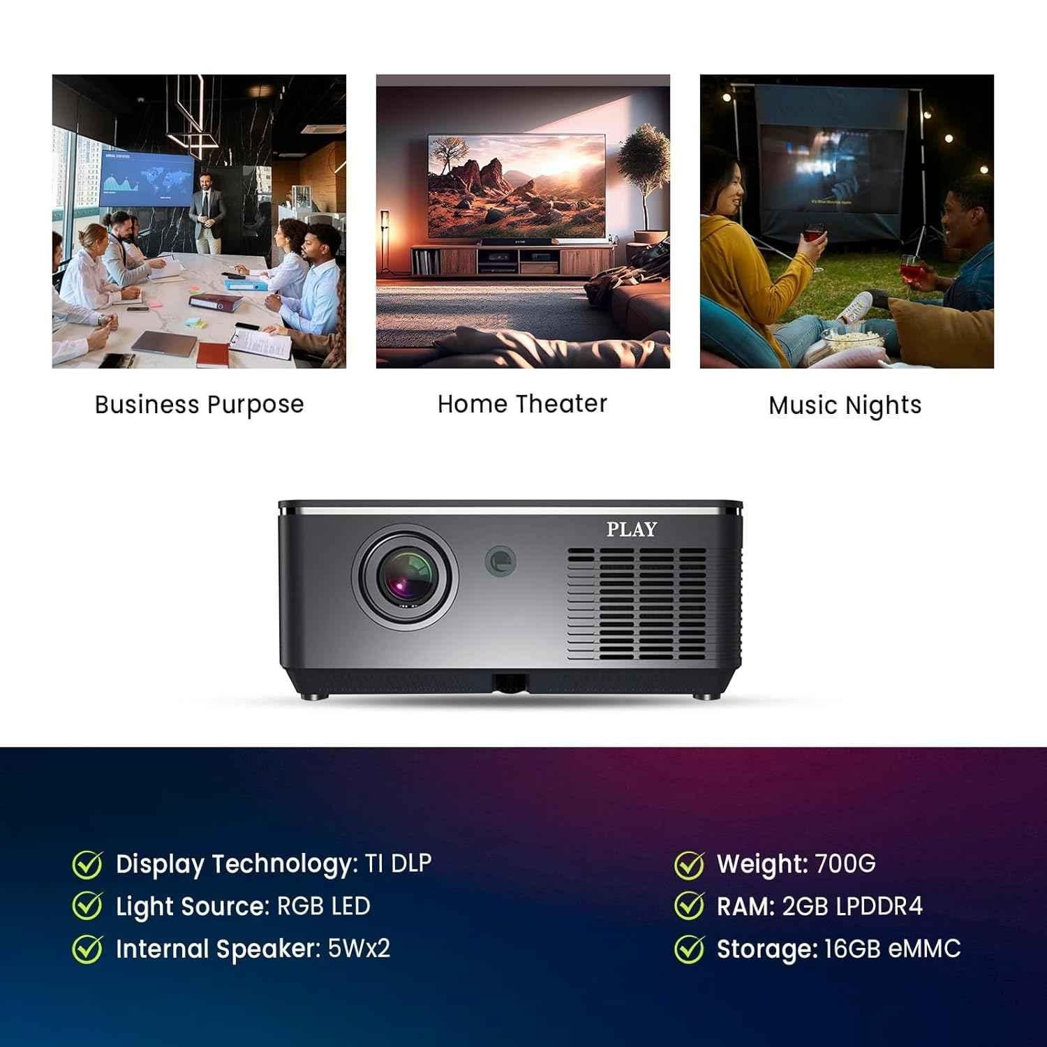 Play DLP-7 10000lm 3840x2160p Portable Android LED HD Projector - view 3