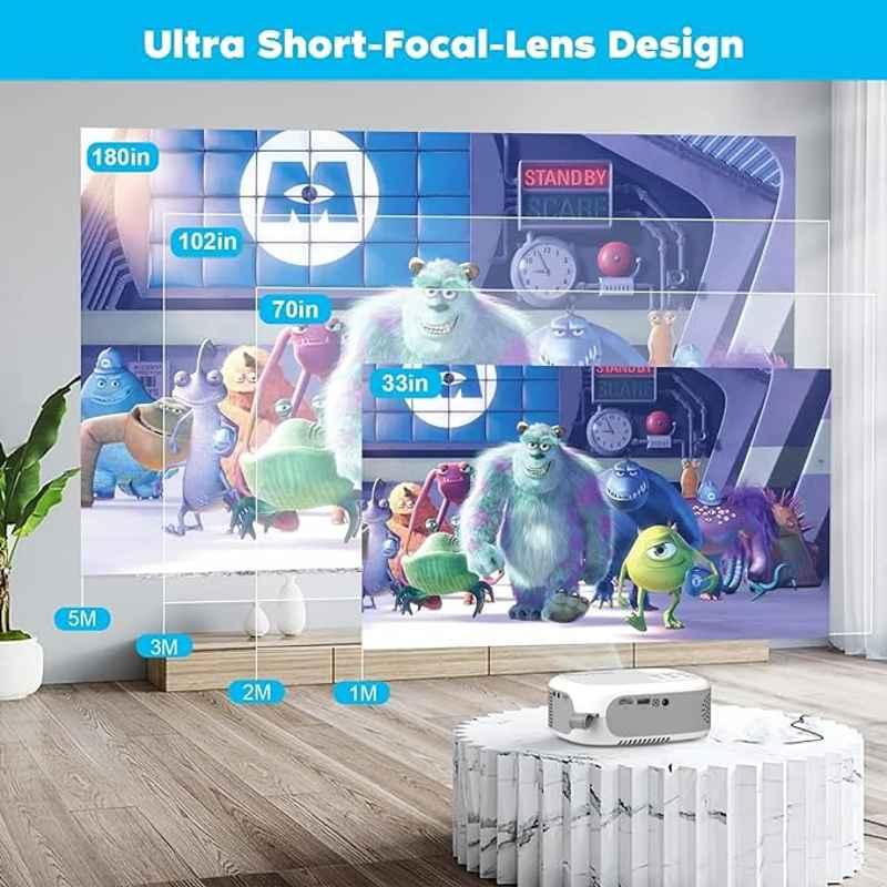 Divine Andriod 5G WiFi Projector Home 4K Support 1080P Smartphone Full HD Portable Builtin YouTube Other Apps Auto Keystone 4000 Lumens 200 inch Screen Compatible 4K TV Stick - view 1
