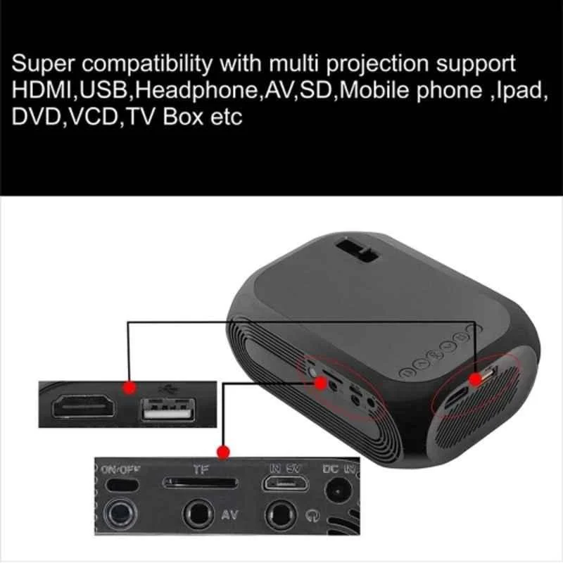 Divine Mini Led Portable Smart Home Theatre Projector with LCD Support Remote Controller, HDMI, AV, SD, USB,You-Tube,Mini Stick with 2000LM - view 4