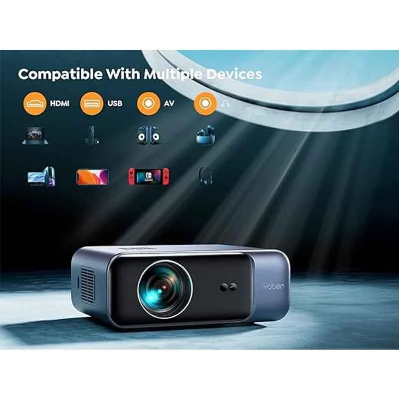 Yaber PRO V9 16000 Lumens Wi-Fi Bluetooth Portable Projector Native 1080p|4K Support|BT, Wi-Fi, USB & HDMI|300" Display|Auto Focus|1 Year Warranty - view 1