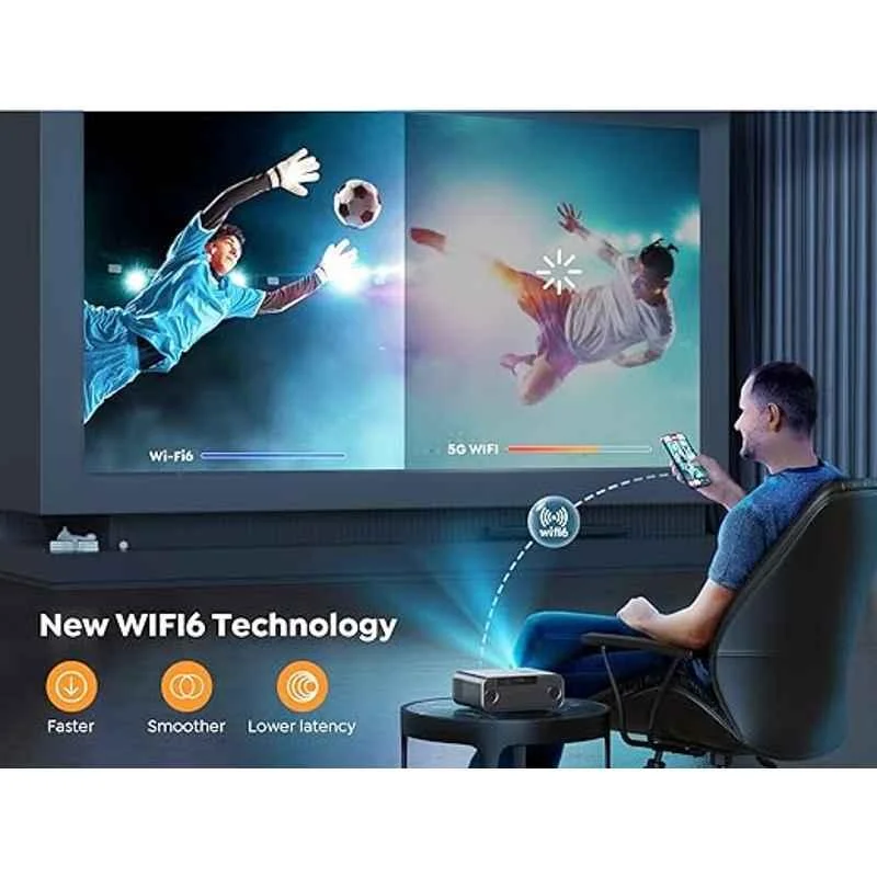 Yaber PRO V9 16000 Lumens Wi-Fi Bluetooth Portable Projector Native 1080p|4K Support|BT, Wi-Fi, USB & HDMI|300" Display|Auto Focus|1 Year Warranty - view 2