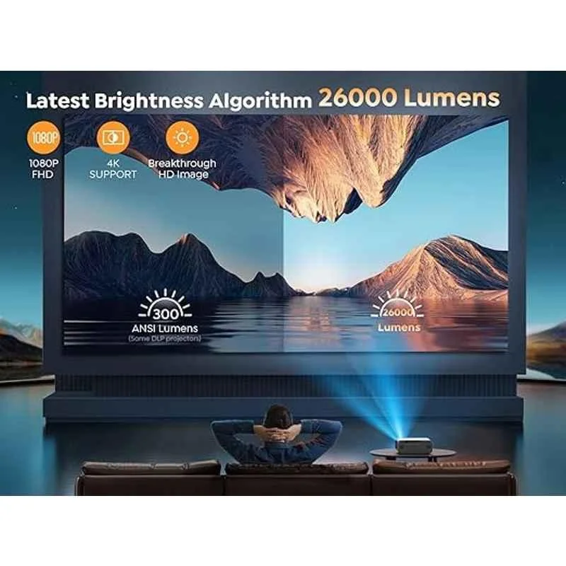 Yaber PRO V9 16000 Lumens Wi-Fi Bluetooth Portable Projector Native 1080p|4K Support|BT, Wi-Fi, USB & HDMI|300" Display|Auto Focus|1 Year Warranty - view 3
