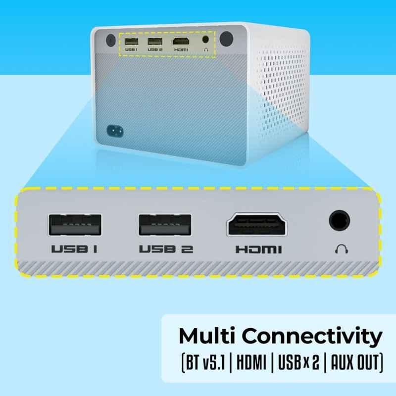 Zebronics PIXAPLAY 20 3000lm Compact Bluetooth LED Projector FHD 1080p|Bluetooth v5.1, HDMI & USB|431cm Screen Size|Built-in-Speaker|1 Year Warranty - view 2