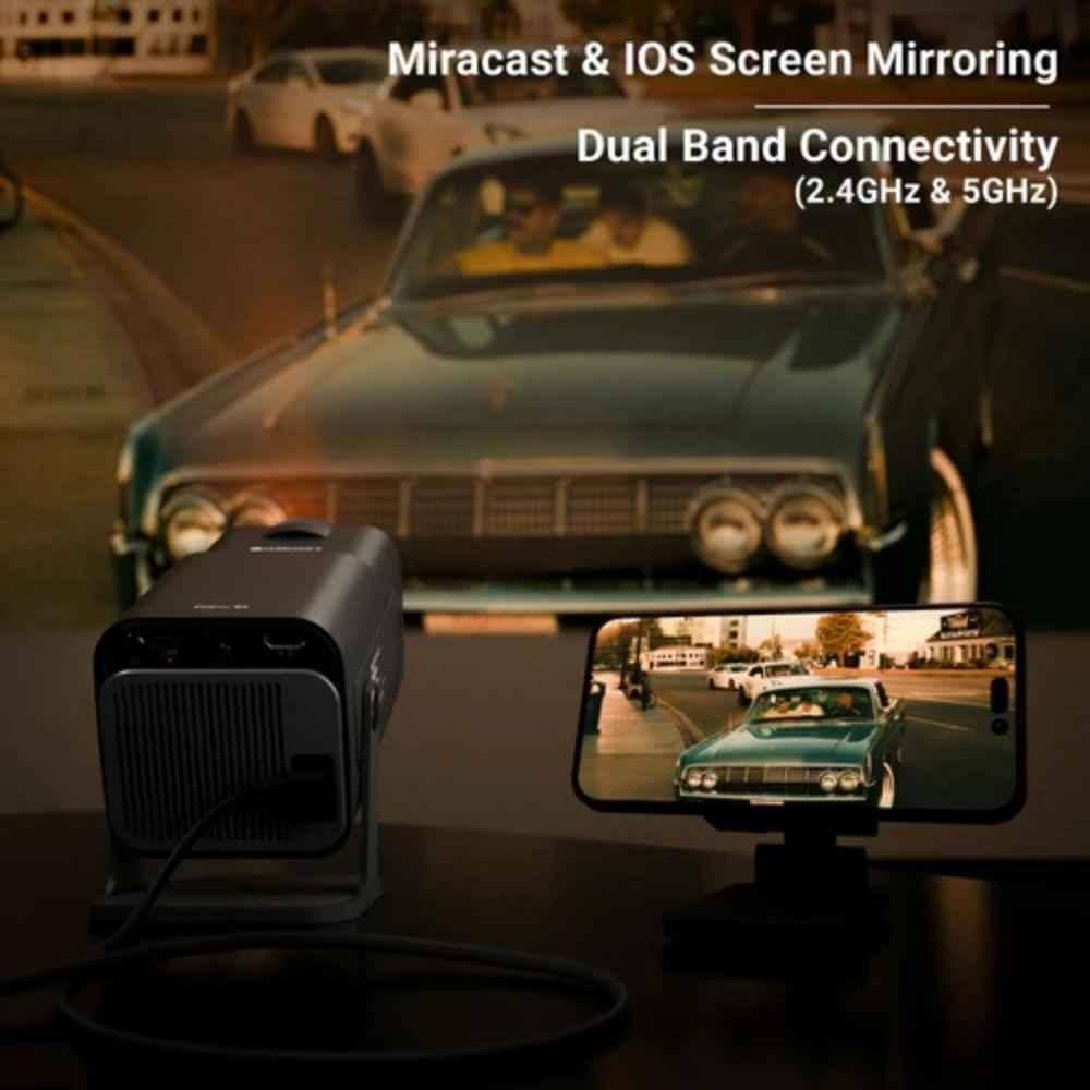 Zeb PixaPlay 64 5800 Lumens Android Projector, 4K Support, Miracast, Screen Mirroring, Tilt Angle, Remote, Built-in Speaker, Wi-Fi, Bluetooth, Black - view 1