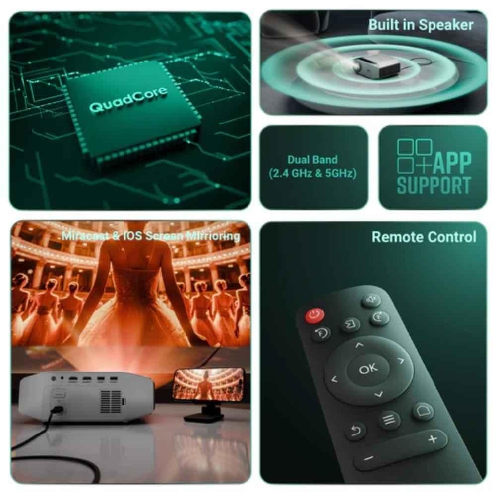 Zeb PixaPlay 66 9500 Lumens Smart Projector, Native FHD 1080p, Miracast, Screen Mirroring, Touch Controls, Auto Scree Fit, Focus, OA, Remote, Speakers - view 1