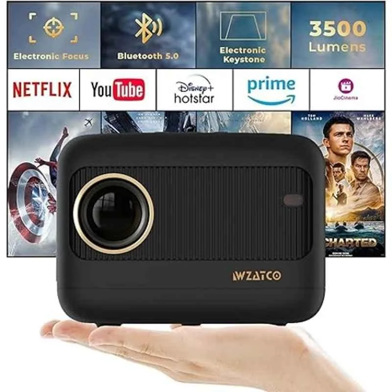 WZATCO Eve 3500 lumens Portable Projector 1080P FHD Support, Bluetooth 5.0, 5W HiFi Speaker, 176" Screen, 4K TV Stick Compatible, Electronic Focus - view 2