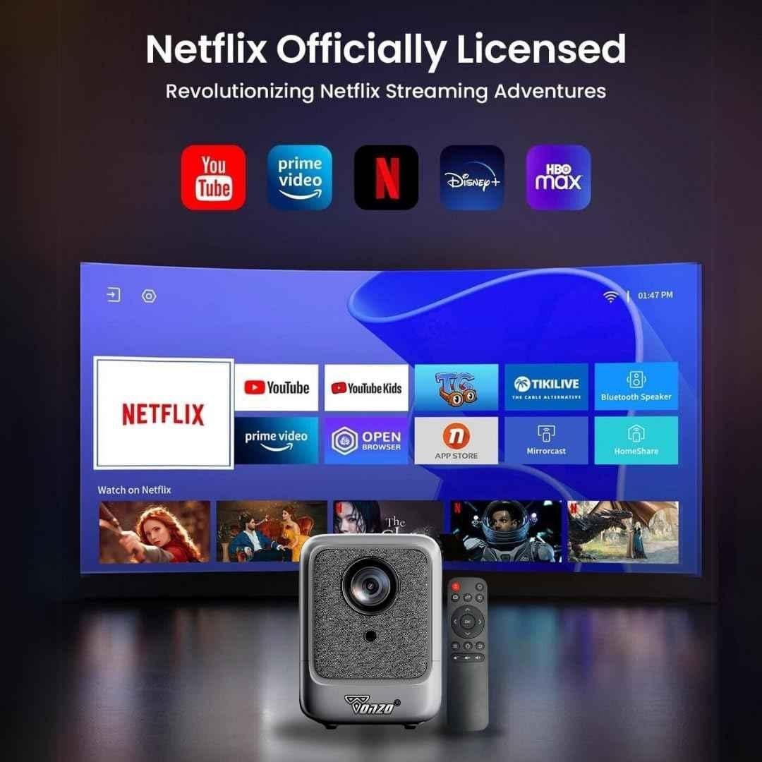 Tonzo Cinema X-2 4000lm Android 9.0 WiFi Bluetooth Projector 720p Native 1080p Supported|WiFi, BT, HDMI & USB|Preinstalled OTT|1 Year Warranty - view 5