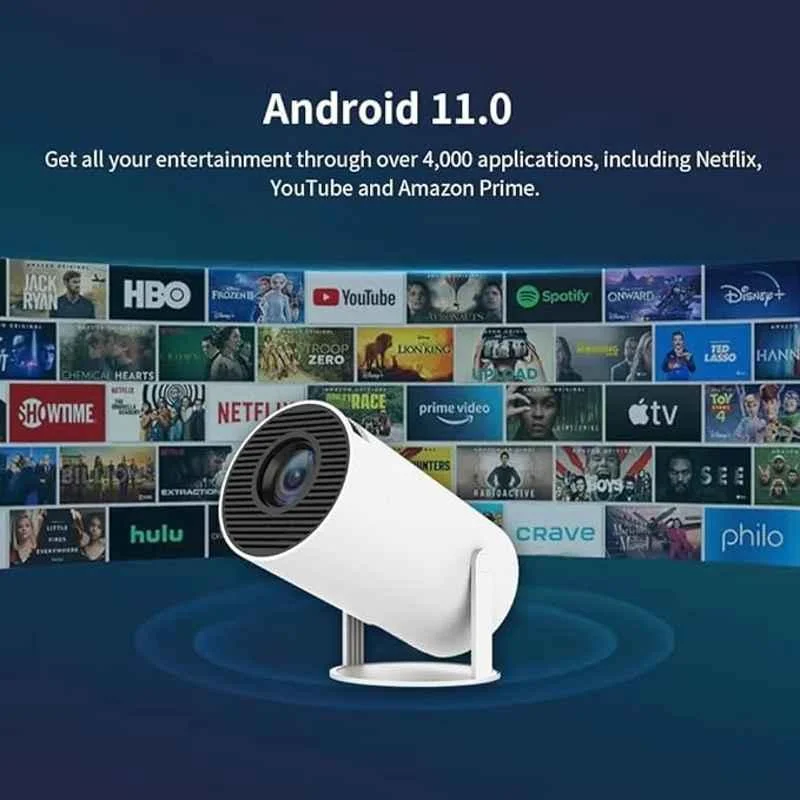 Divine Andriod 5G WiFi Projector Home 4K Support with 4000lm,1080P Smartphone Full HD Portable Built-in YouTube Other Apps Auto Keystone 200 inch Screen Compatible 4K TV Stick - view 1