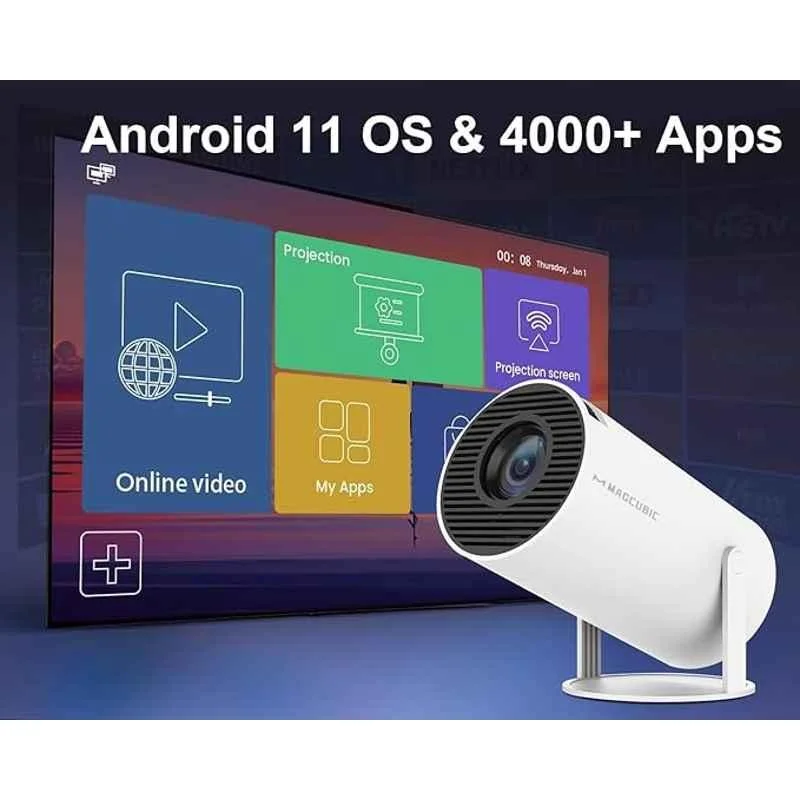 Divine Andriod 5G WiFi Projector Home 4K Support with 4000lm,1080P Smartphone Full HD Portable Built-in YouTube Other Apps Auto Keystone 200 inch Screen Compatible 4K TV Stick - view 3