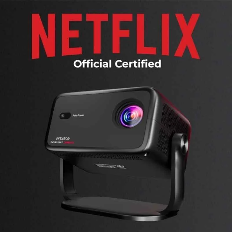 WZATCO Yuva Vibe 14000 Lumens Andoid Projector 4K Ultra HD, Native 1080p, Netflix Certified, HDMI ARC, Wi-Fi 6 BT, Screen Mirroring, 270 deg Rotate, Black - view 1