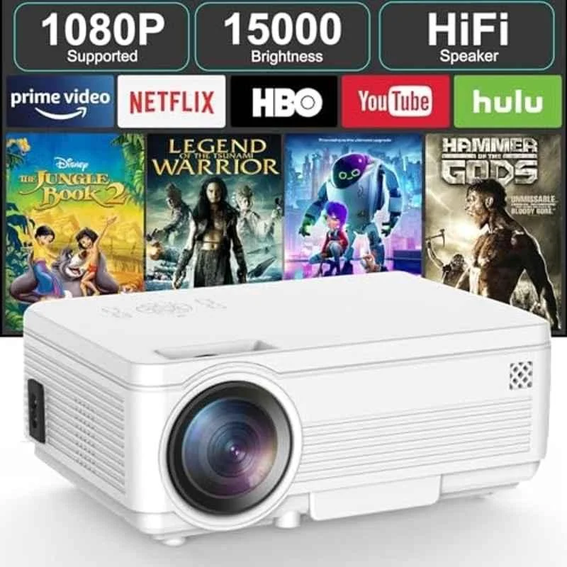 IBS T5 4700lm Portable LED Projector 1080p Resolution 3D Wi-Fi Miracast Mini Home Theatre (White) - view 2