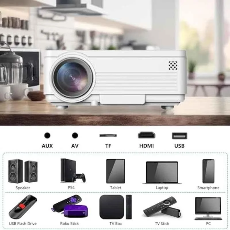 IBS T5 4700lm Portable LED Projector 1080p Resolution 3D Wi-Fi Miracast Mini Home Theatre (White) - view 4