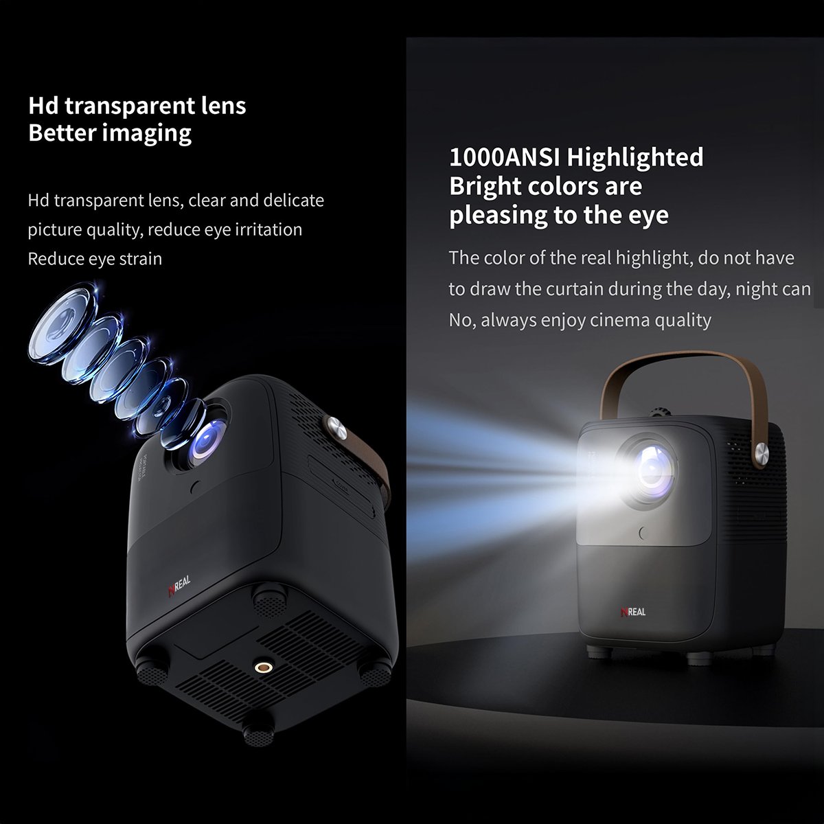 NReal Nova Ultra 13000 lumens Smart Projector, 1080p Native, 4K Support, 5G CPU, AI Voice Remote, Dolby Speakers Auto Quadrangle Wall Fit, Wi-Fi, BT - view 2