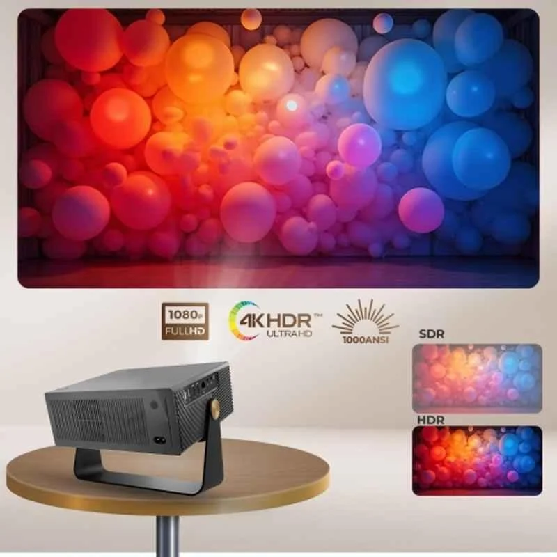 WZATCO Yuva Blaze Plus 1000 ANSI Android Projector, 4K Ultra HD, Native 1080p, Netflix Certified, AI Remote, Wi-Fi 6, BT, Screen Mirroring, 270 deg Rotate - view 5