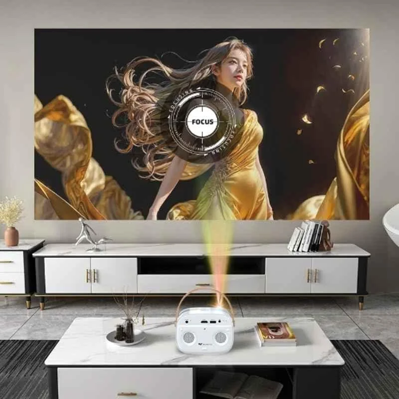 E Gate Zen 6X 600 ISO Lumens Smart Portable DLP Projector, Native FHD 1080p, 4K Ultra HD, Built-in Battery, Android 9, Dual Wi-Fi and Bluetooth (Silver) - view 1
