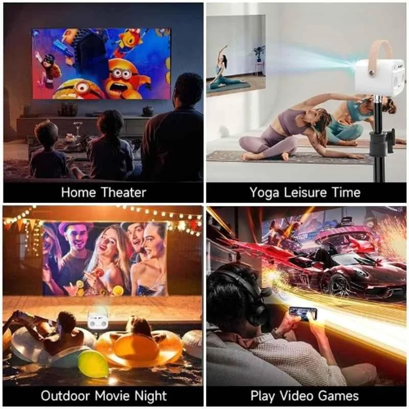 E Gate Zen 6X 600 ISO Lumens Smart Portable DLP Projector, Native FHD 1080p, 4K Ultra HD, Built-in Battery, Android 9, Dual Wi-Fi and Bluetooth (Silver) - view 2