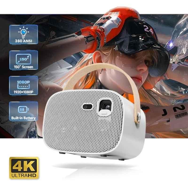 E Gate Zen 6X 600 ISO Lumens Smart Portable DLP Projector, Native FHD 1080p, 4K Ultra HD, Built-in Battery, Android 9, Dual Wi-Fi and Bluetooth (Silver) - view 3