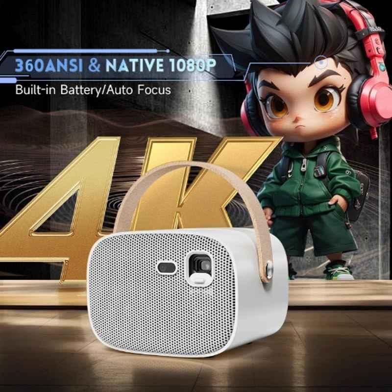E Gate Zen 6X 600 ISO Lumens Smart Portable DLP Projector, Native FHD 1080p, 4K Ultra HD, Built-in Battery, Android 9, Dual Wi-Fi and Bluetooth (Silver) - view 4