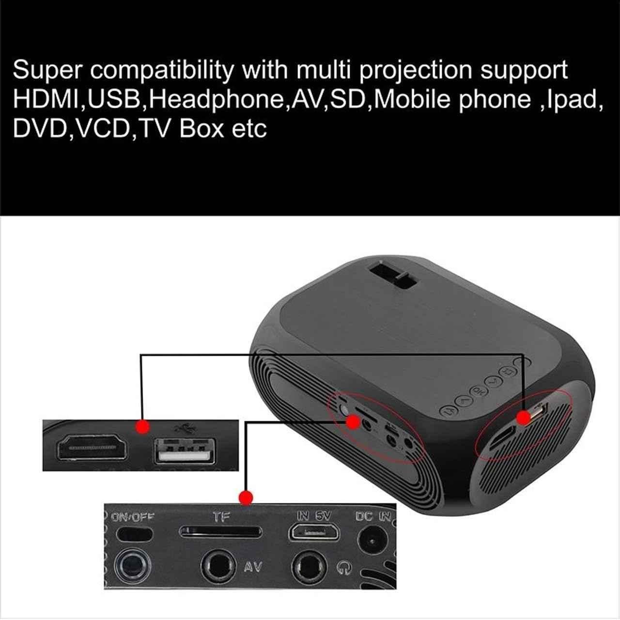 Yoton YG-320 2000lm Mini LCD Portable Smart Home Theatre Projector with Remote Controller Support, HDMI, AV, SD, USB & Youtube Mini Stick - view 4