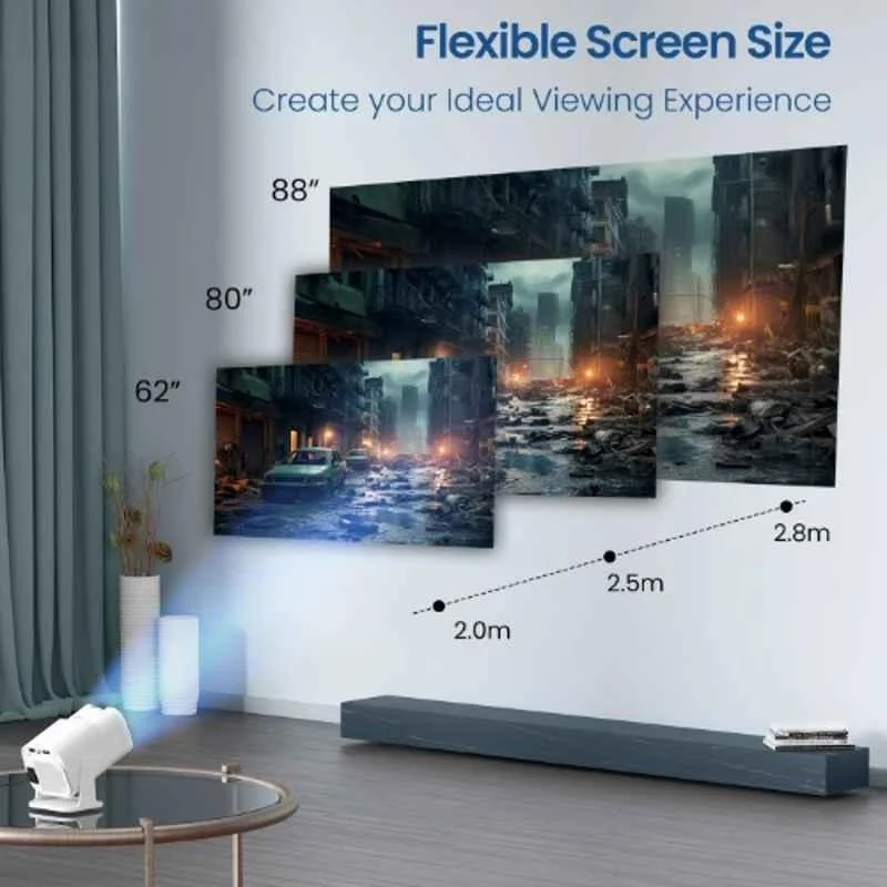 Portronics Beem 470 Mini 2000lm Smart Projector, 720p HD Native, Built-in Streaming Apps, Wireless Screen Mirroring, 3W Speaker, BT, Rotatable Design - view 3