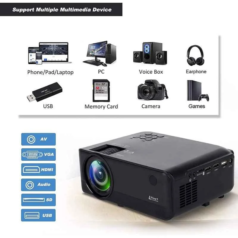 Yoton W13 7000 lm 1080p Wi-Fi Mini Projector with 200 inch Large Screen - view 2