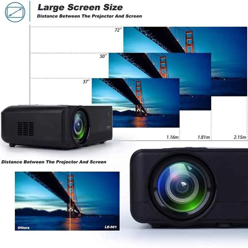 Yoton W13 7000 lm 1080p Wi-Fi Mini Projector with 200 inch Large Screen - view 4